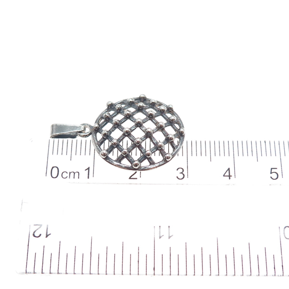 925 Sterling Silver Vintage European Beaded Cage Oxidized Charm Pendant