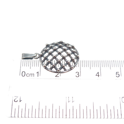 925 Sterling Silver Vintage European Beaded Cage Oxidized Charm Pendant