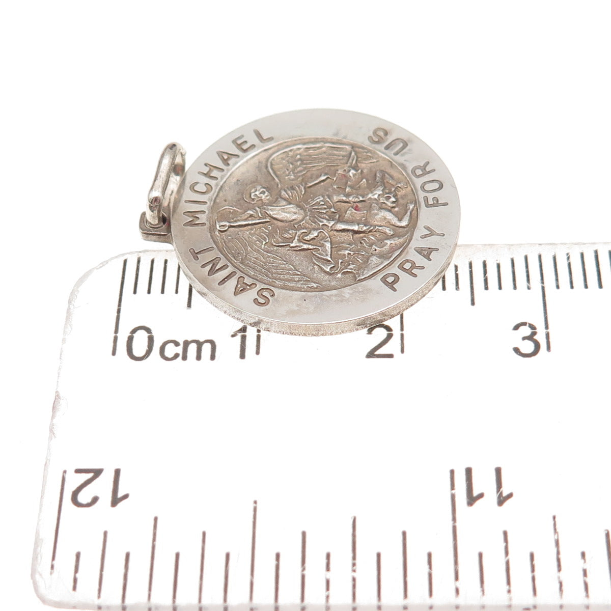 925 Sterling Silver Vintage Italy St. Michael Religious Charm Pendant