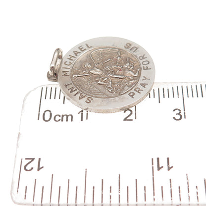 925 Sterling Silver Vintage Italy St. Michael Religious Charm Pendant