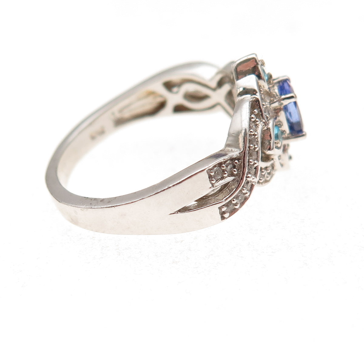 Chuck Clemency 925 Sterling Silver Real Tanzanite Topaz & Apatite Ring Size 8