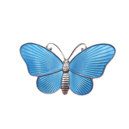 Ivar T. Holth 925S Sterling Silver Vintage Norway Enamel Butterfly Pin Brooch