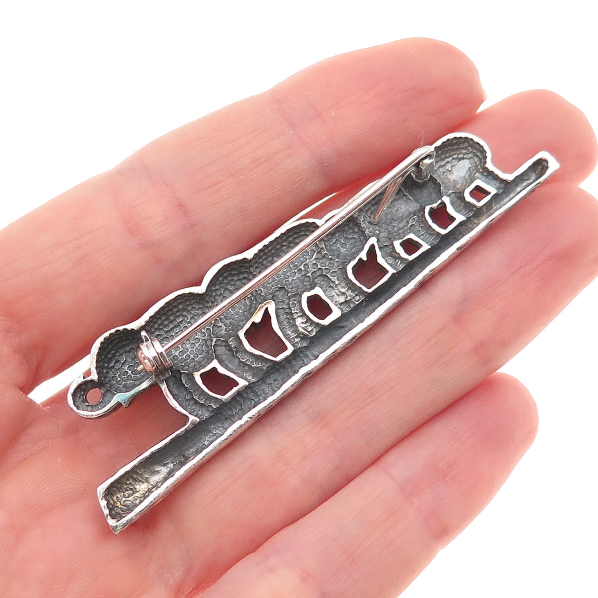 925 Sterling Silver Vintage Herd of Elephant Oxidized Pin Brooch