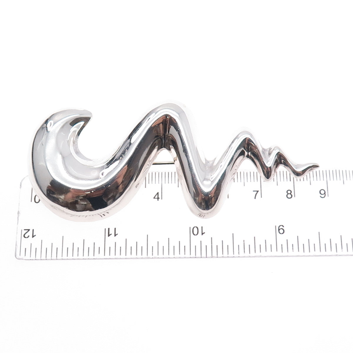 925 Sterling Silver Vintage Mexico Modernist Zig Zag Pin Brooch