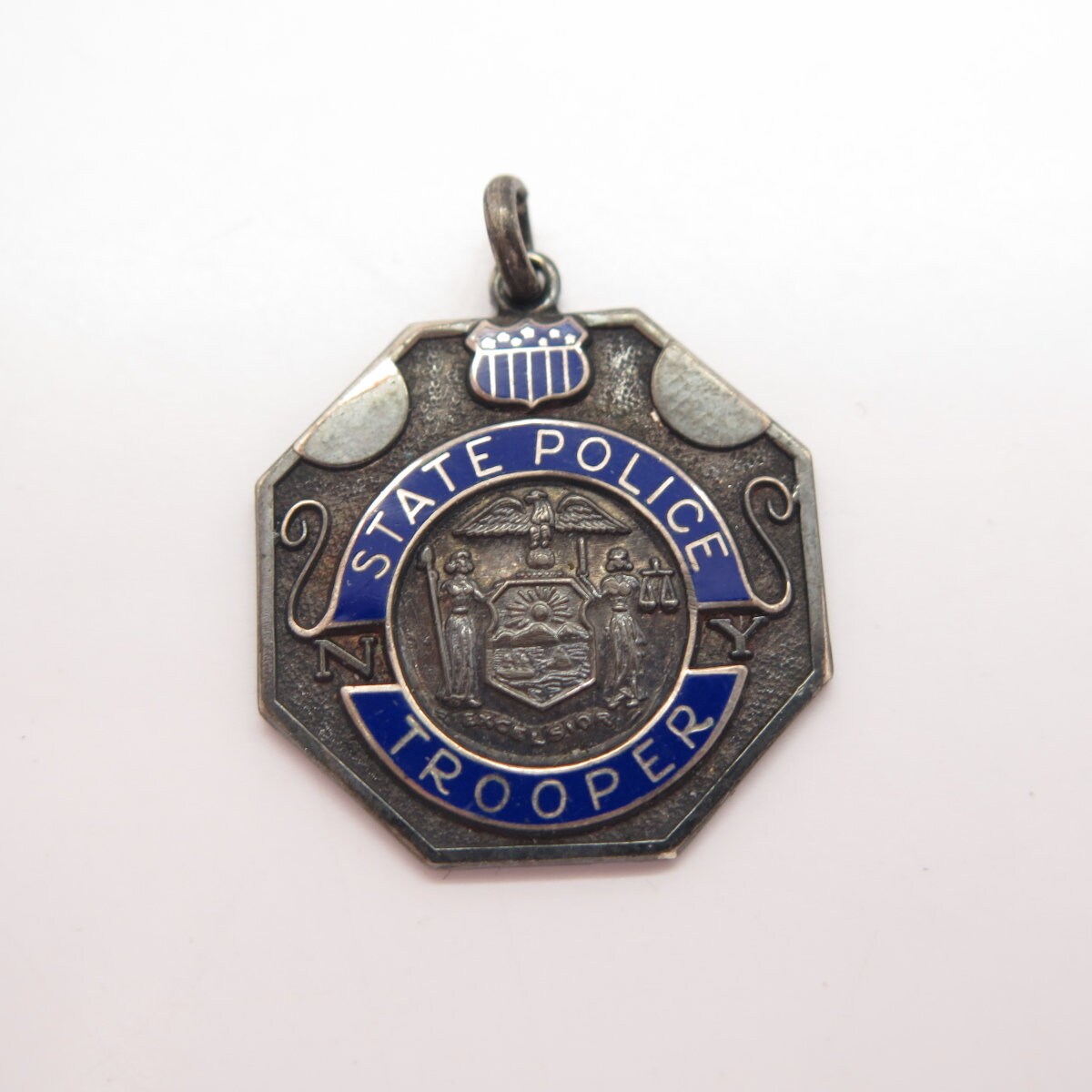 925 Sterling Silver Vintage Wayne Enamel US Medal Pendant