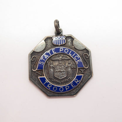 925 Sterling Silver Vintage Wayne Enamel US Medal Pendant