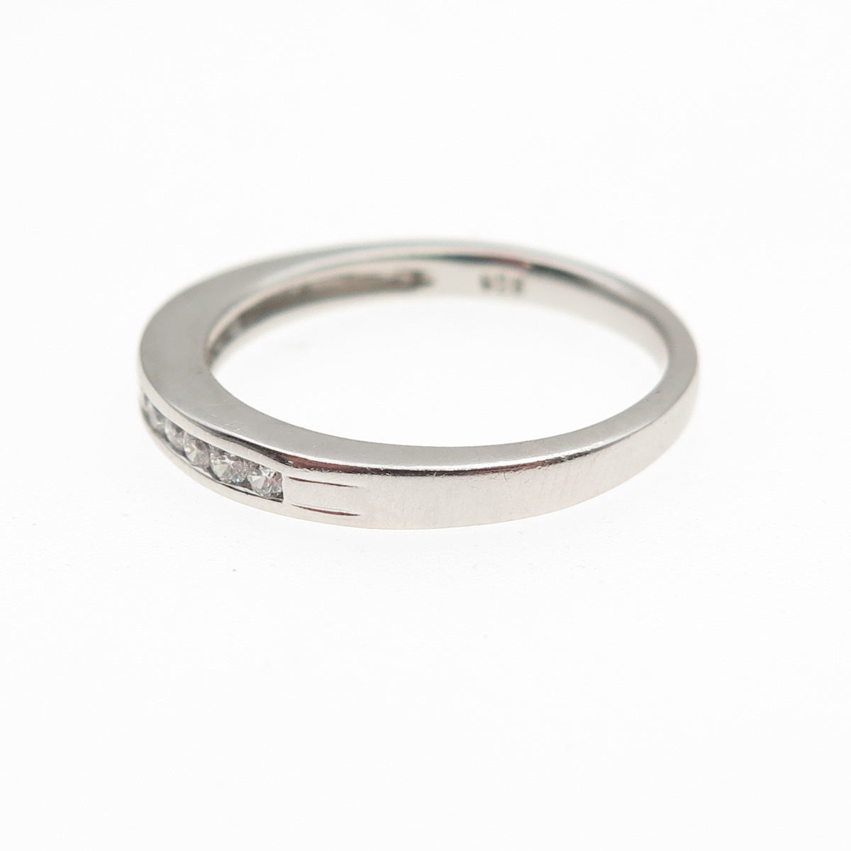 925 Sterling Silver Round-Cut C Z Half Eternity Band Ring Size 7