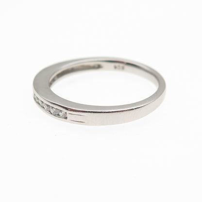 925 Sterling Silver Round-Cut C Z Half Eternity Band Ring Size 7