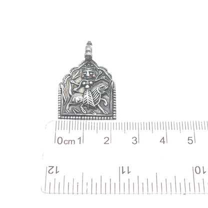 925 Sterling Silver Vintage Baba Ramdev Oxidized Charm Pendant