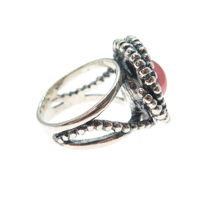 DIDAE 925 Sterling Silver Vintage Israel Real Pearl Twisted Oxidized Ring Size 5