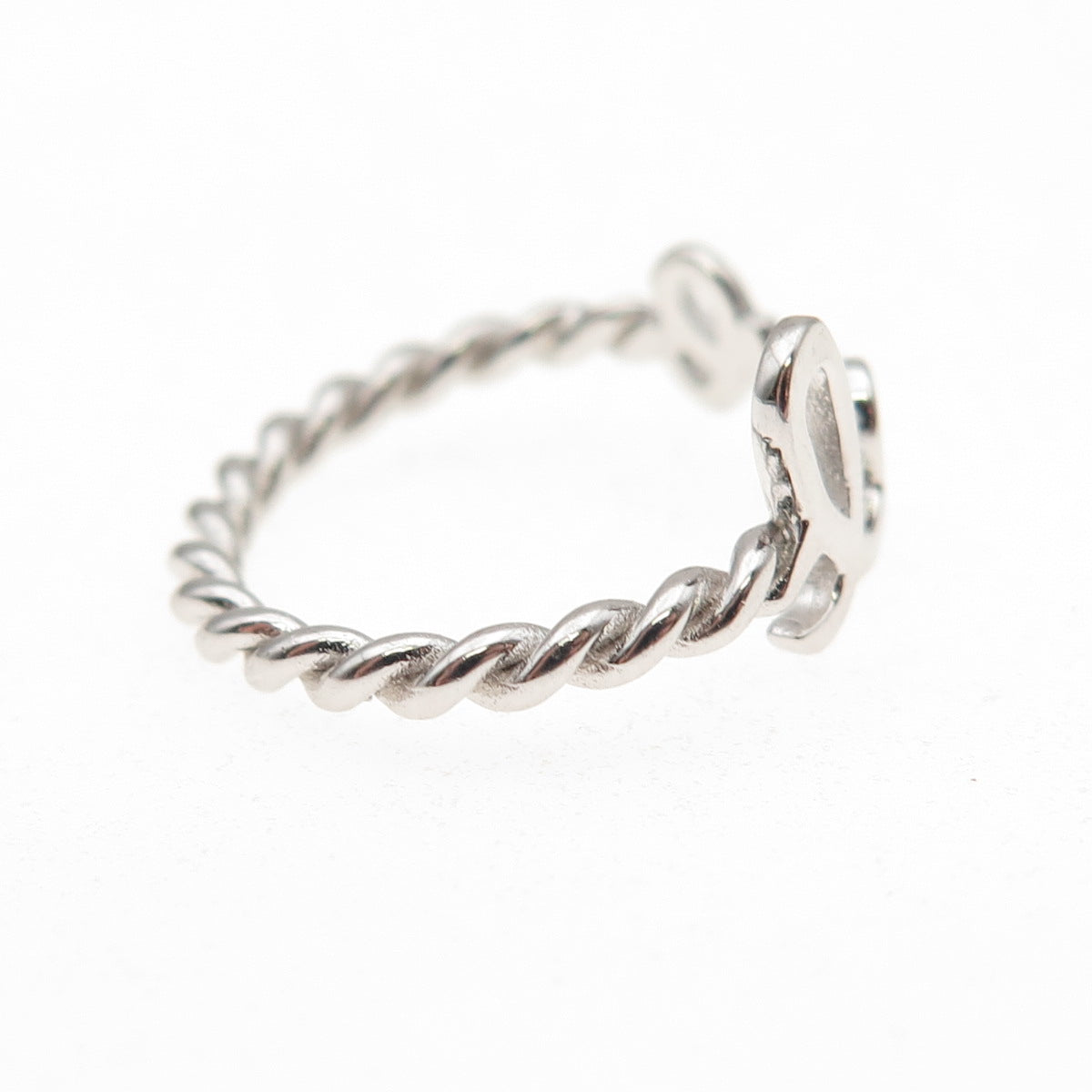 925 Sterling Silver Love Twisted Ring Size 6