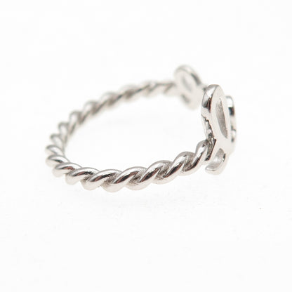 925 Sterling Silver Love Twisted Ring Size 6