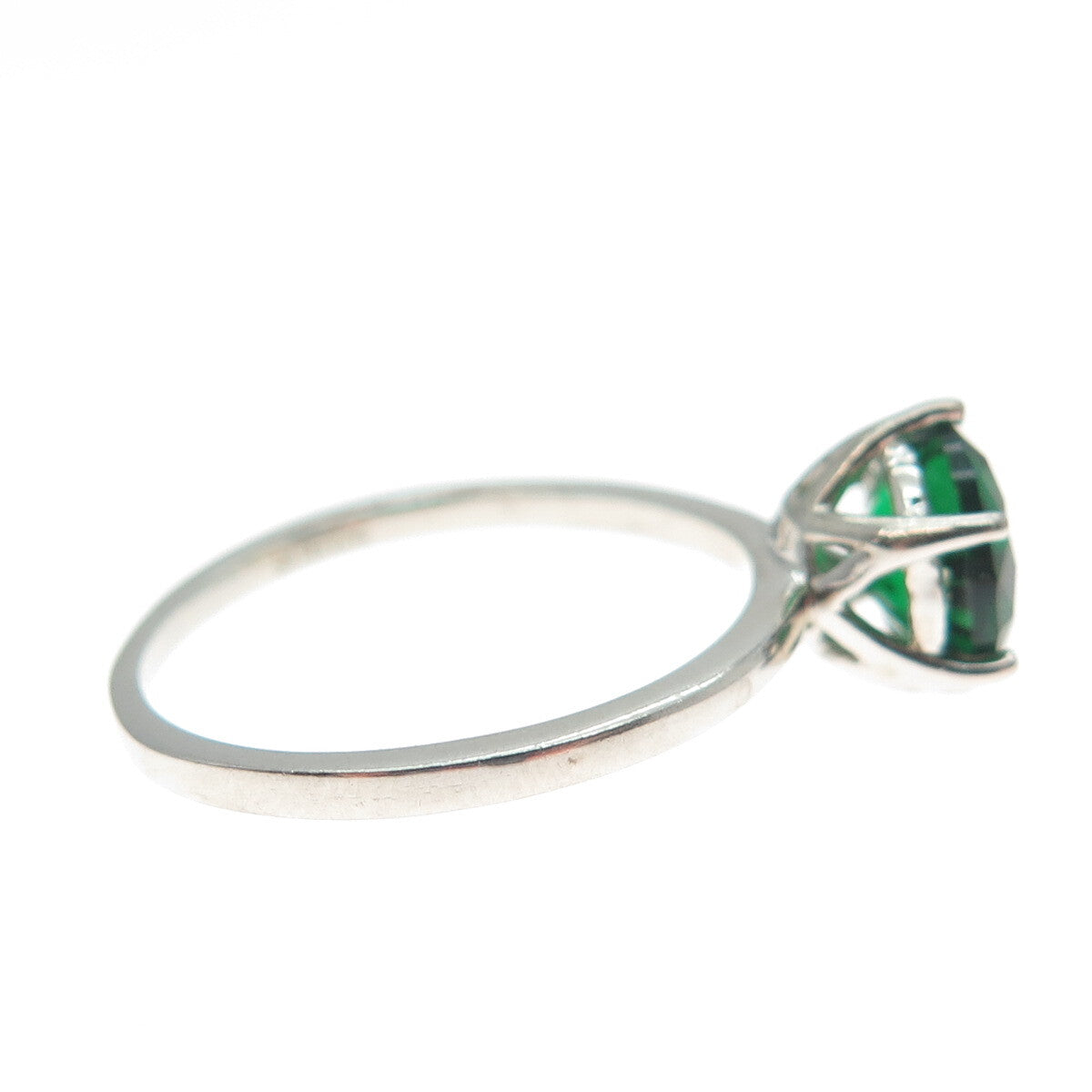 DAZZLERS 925 Sterling Silver Round-Cut Nano Chrome Diopside Ring Size 7