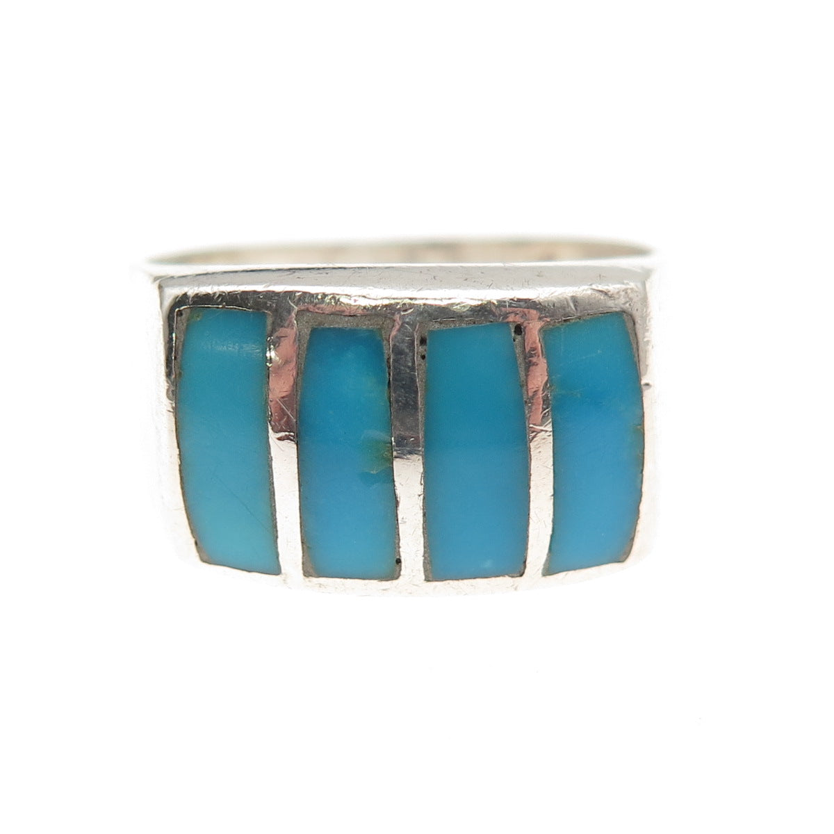 Old Pawn 925 Sterling Silver Vintage Southwestern Turquoise Tribal Ring Size 11