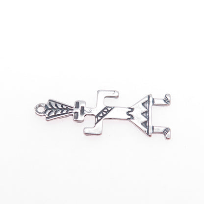 Old Pawn 925 Sterling Silver Vintage Kachina Doll Oxidized Tribal Charm Pendant