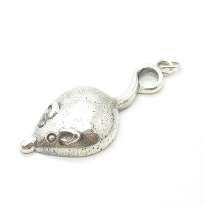 925 Sterling Silver Vintage Mouse Handmade Amulet Pendant