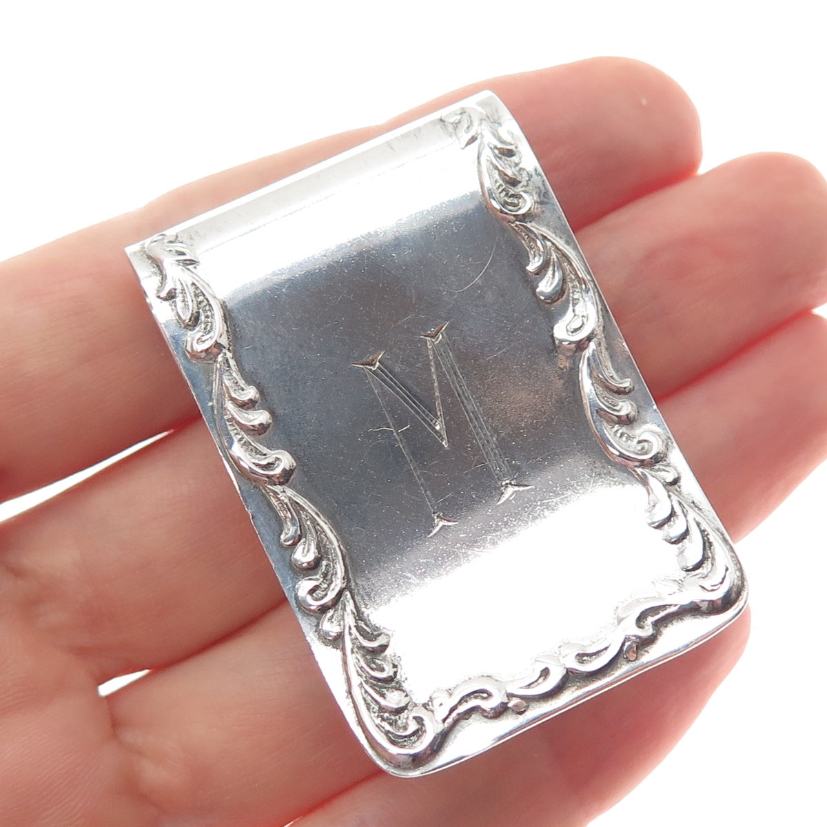 S. KIRK & SON Sterling Silver Antique Engraved Monogram Napkin Clip Holder #27