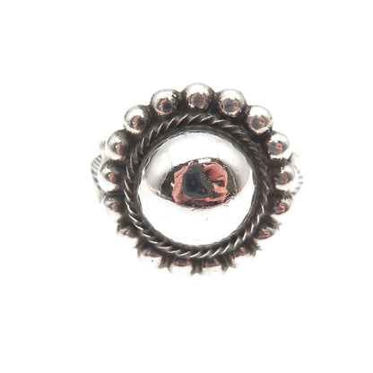 Old Pawn Sterling Silver Vintage Southwestern Sun Beaded Tribal Ring Size 5.25