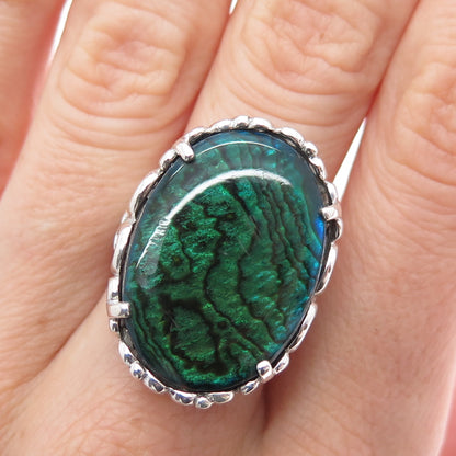 KABANA 925 Sterling Silver Vintage Real Abalone Shell Swirl Ring Size 8.25