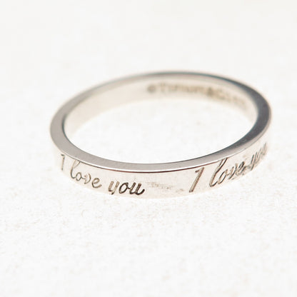 Tiffany & Co. 925 Sterling Silver Vintage I Love You Band Ring Size 8