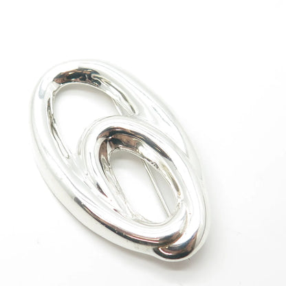 925 Sterling Silver Vintage Modernist Oval Pin Brooch