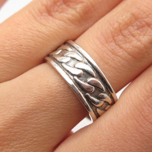 925 Sterling Silver Vintage C & S Chain Band Ring Size 6.25