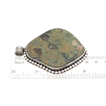 CARTI 925 Sterling Silver Vintage Real Rhyolite Jasper Large 51.2g Pendant