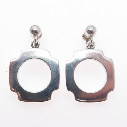 925 Sterling Silver Vintage Mexico Modernist Cross Screw Back Dangle Earrings