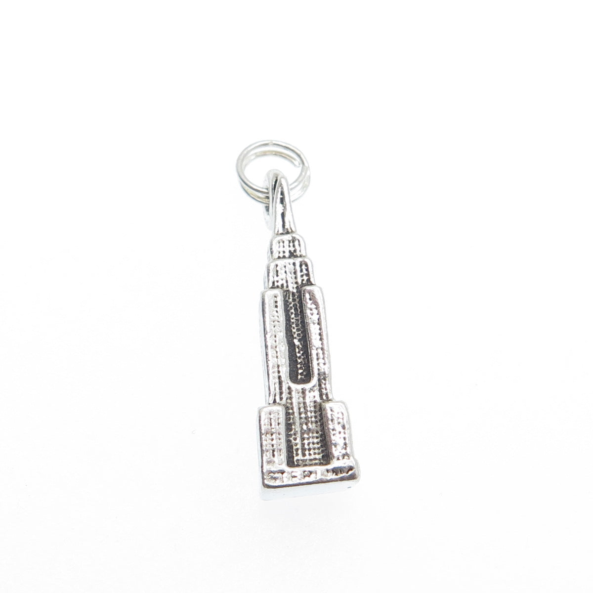 925 Sterling Silver Vintage Empire State Building Minimalist 3D Charm Pendant