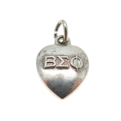 925 Sterling Silver Vintage Beta Sigma Phi Welcome Heart Mini Charm Pendant