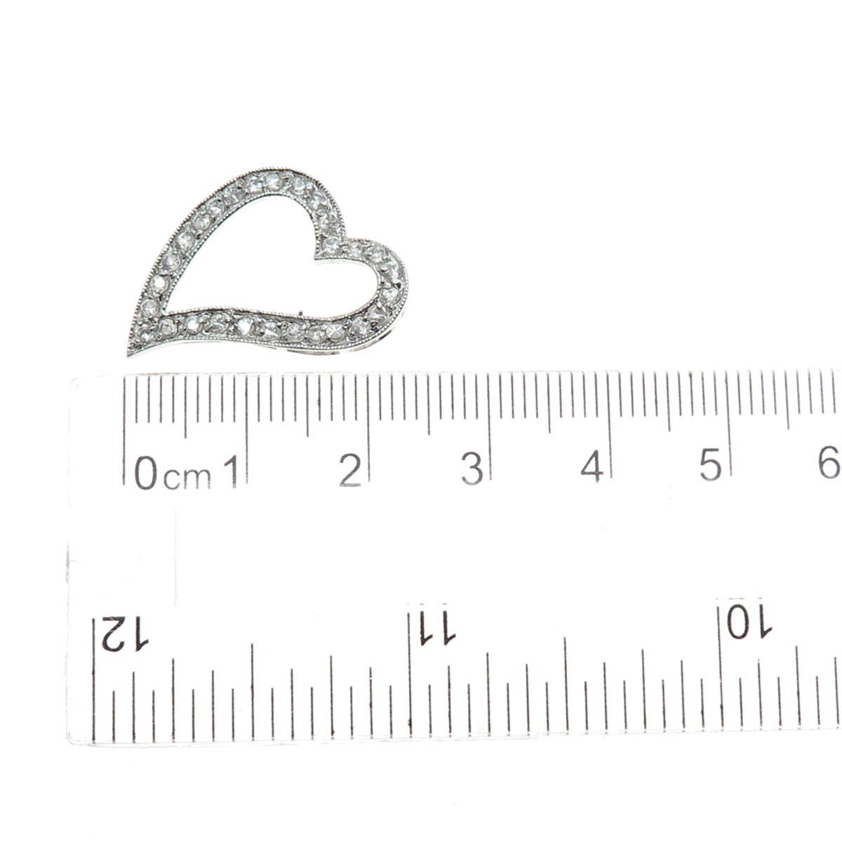 925 Sterling Silver Round-Cut C Z Heart Slide Charm Pendant