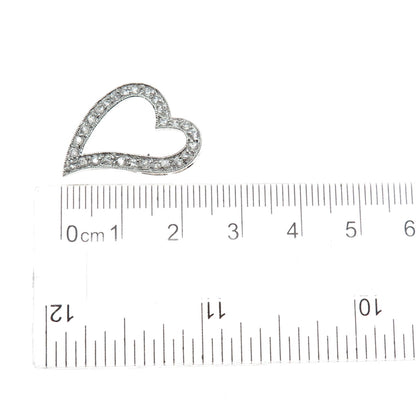 925 Sterling Silver Round-Cut C Z Heart Slide Charm Pendant