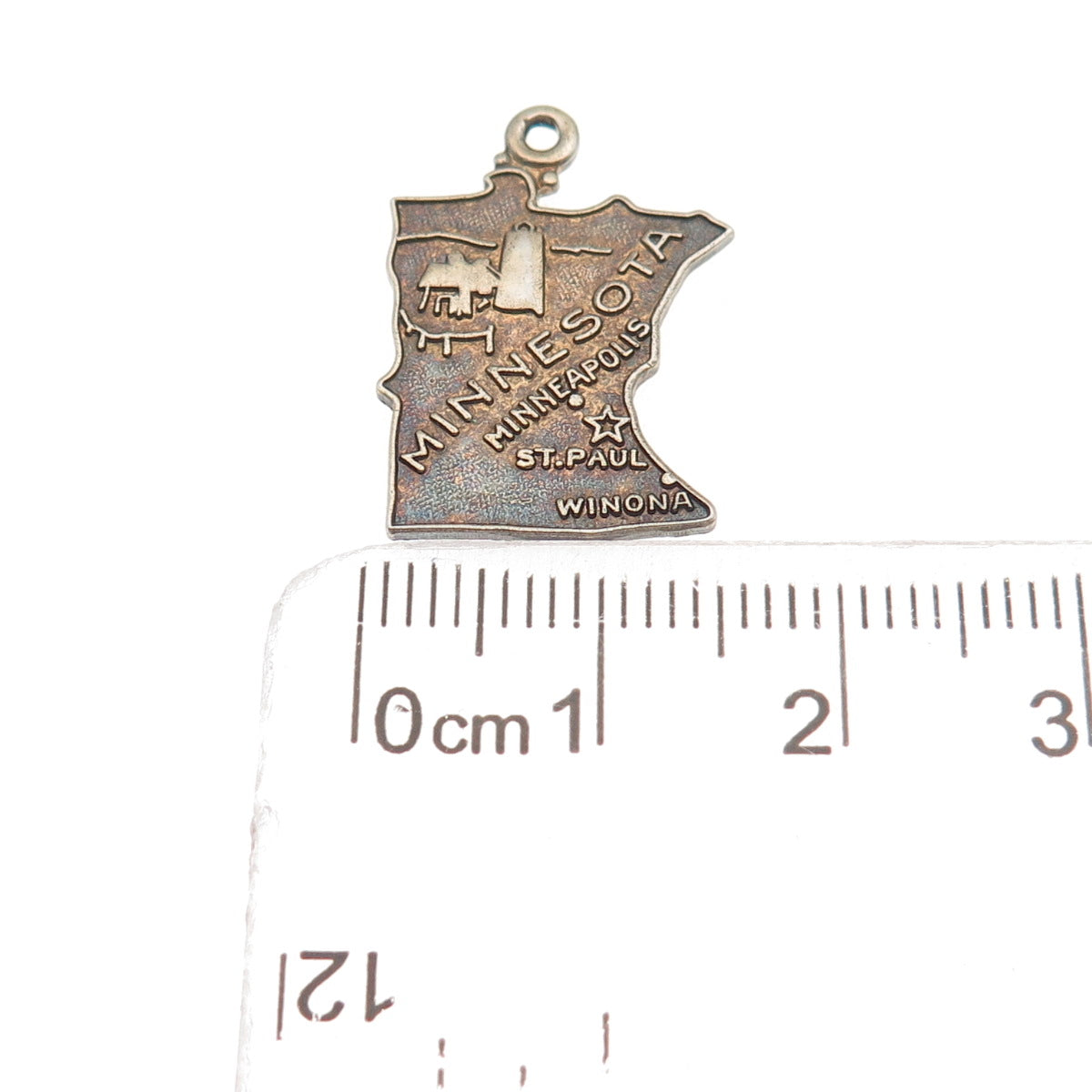 Wells 925 Sterling Silver Gold Plated Vintage Minnesota State Map Charm Pendant