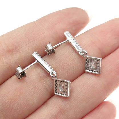 925 Sterling Silver Round-Cut Shaped Dangle Earrings