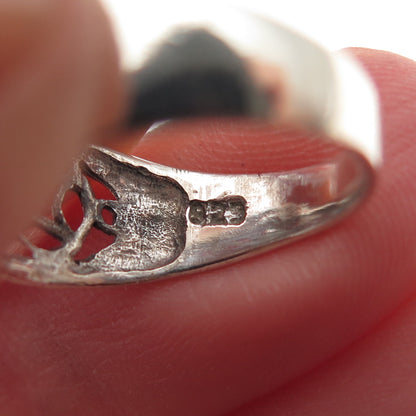 925 Sterling Silver Vintage Real Turquoise Oxidized Ring Size 5.25