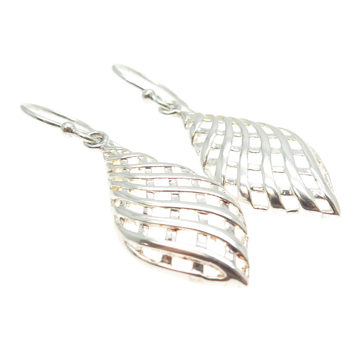 925 Sterling Silver Vintage Lattice Dangling Earrings