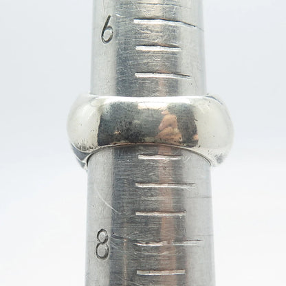 925 Sterling Silver Vintage Mexico Ribbed Wide Ring Size 7