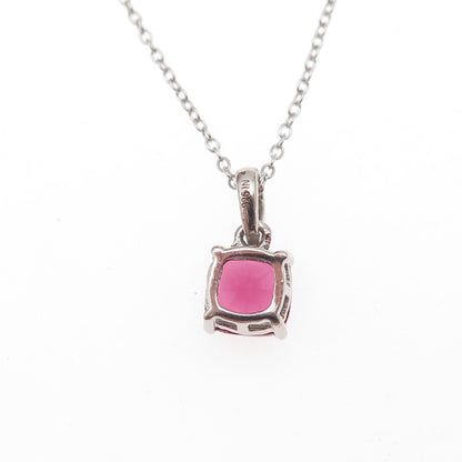 925 Sterling Silver Cushion-Cut Purple C Z Cable Chain Necklace 18"