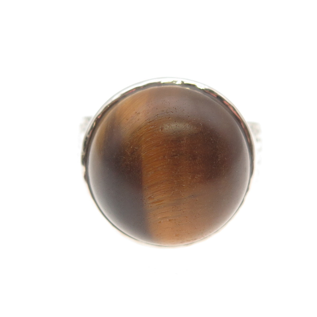 AIL Aluma 925 Sterling Silver Vintage Real Tiger Eye Modernist Ring Size 7