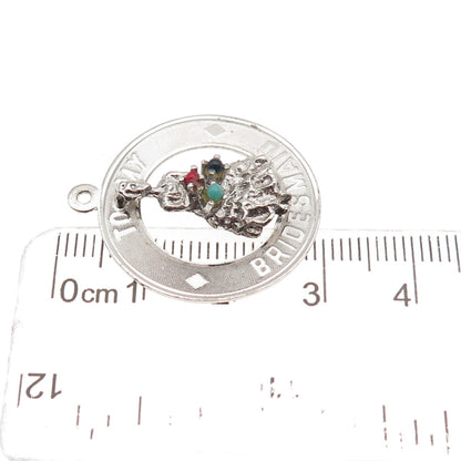 925 Sterling Silver Vintage Rhinestone To My Bridesmaid Charm Pendant
