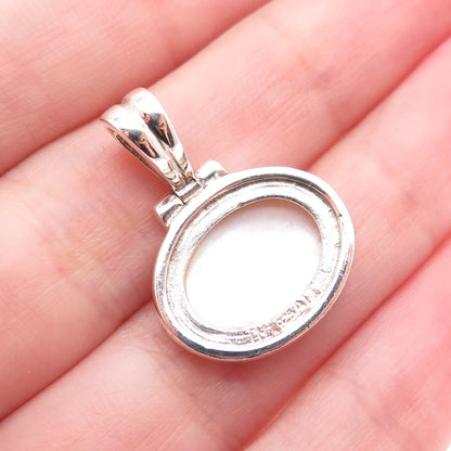 ATI ANNIKA WITT 925 Sterling Silver Vintage Real MOP Modernist Charm Pendant