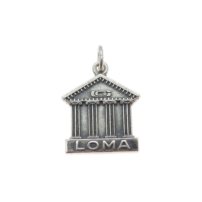LGB BALFOUR 925 Sterling Silver Vintage Loma Logo Pantheon Oxidized Mini Pendant