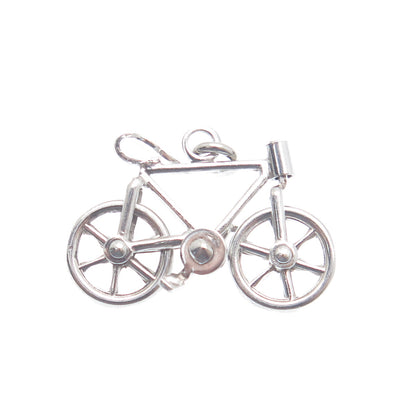 CARL ART 925 Sterling Silver Antique Art Deco Bicycle Minimalist Charm Pendant