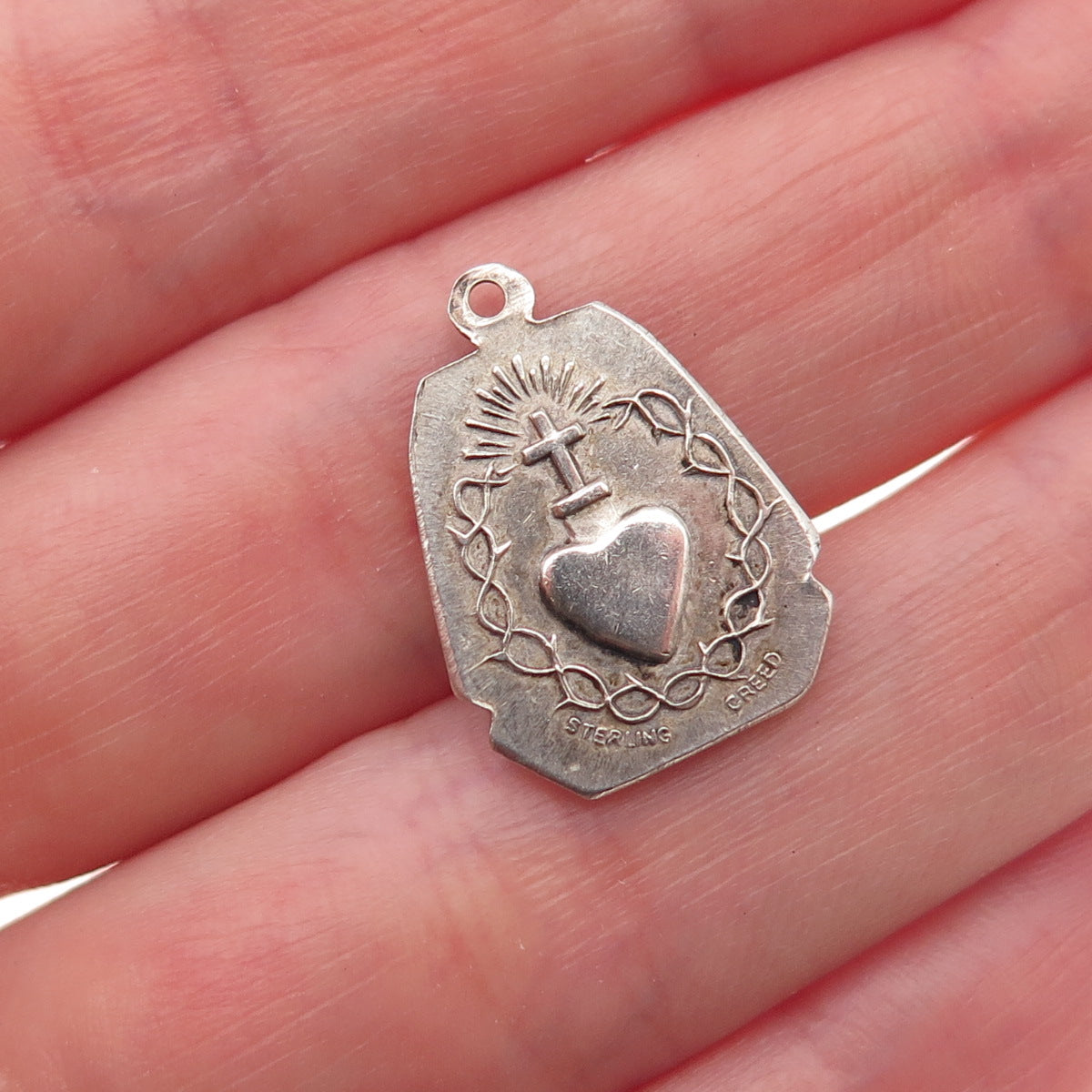 Creed Sterling Silver Antique Art Deco Infant of Prague Oxidized Charm Pendant