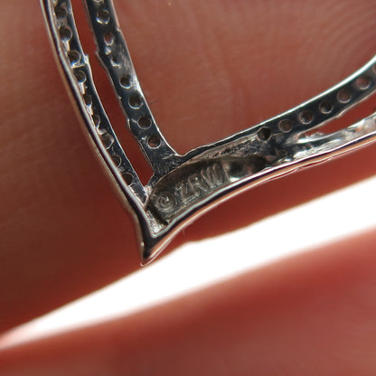 925 Sterling Silver Real Round-Cut Diamond Double Heart Charm Pendant