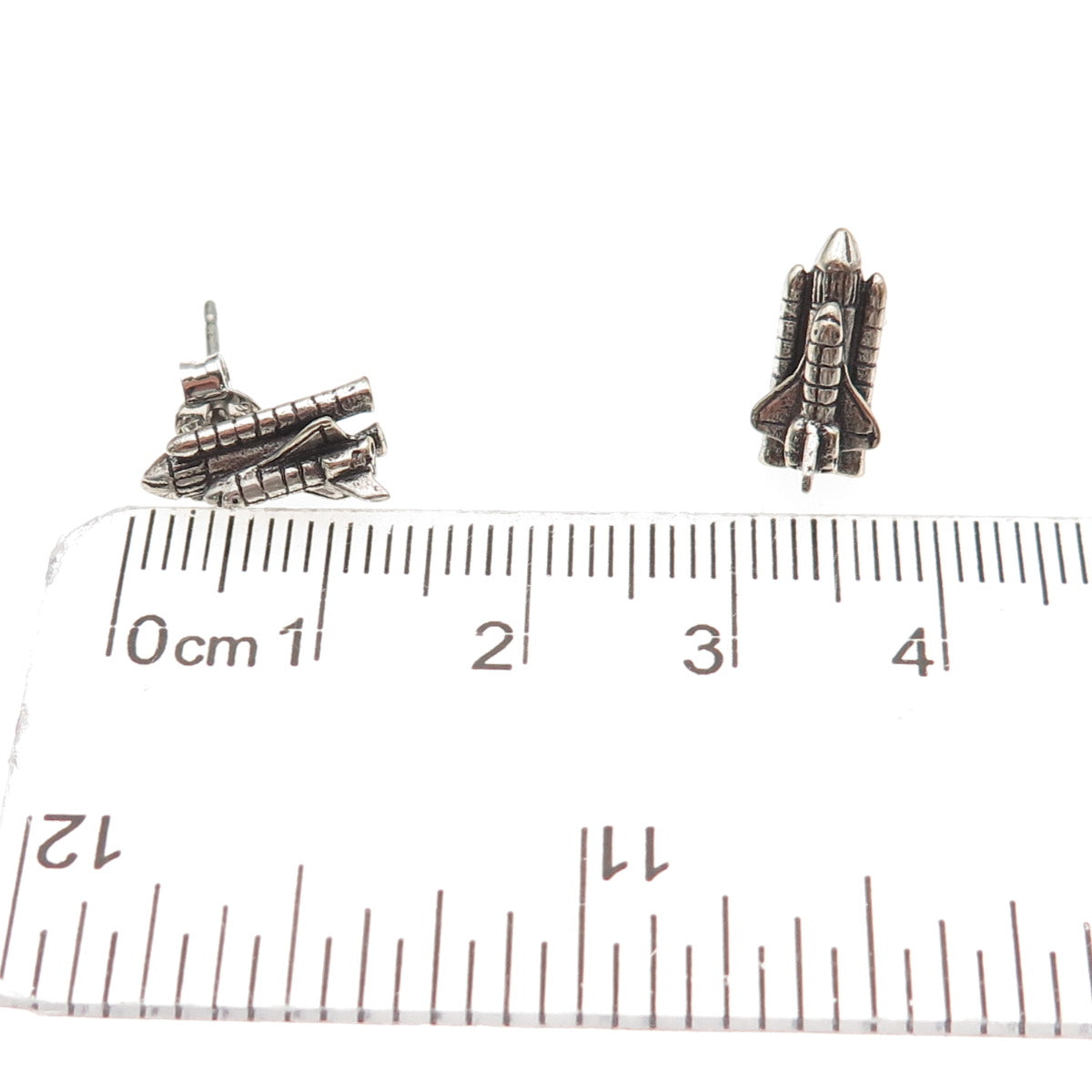 925 Sterling Silver Vintage Space Shuttle Oxidized Earrings
