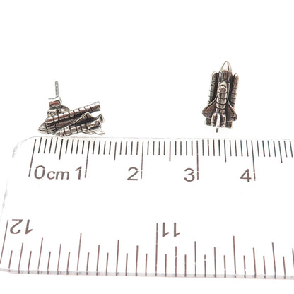 925 Sterling Silver Vintage Space Shuttle Oxidized Earrings