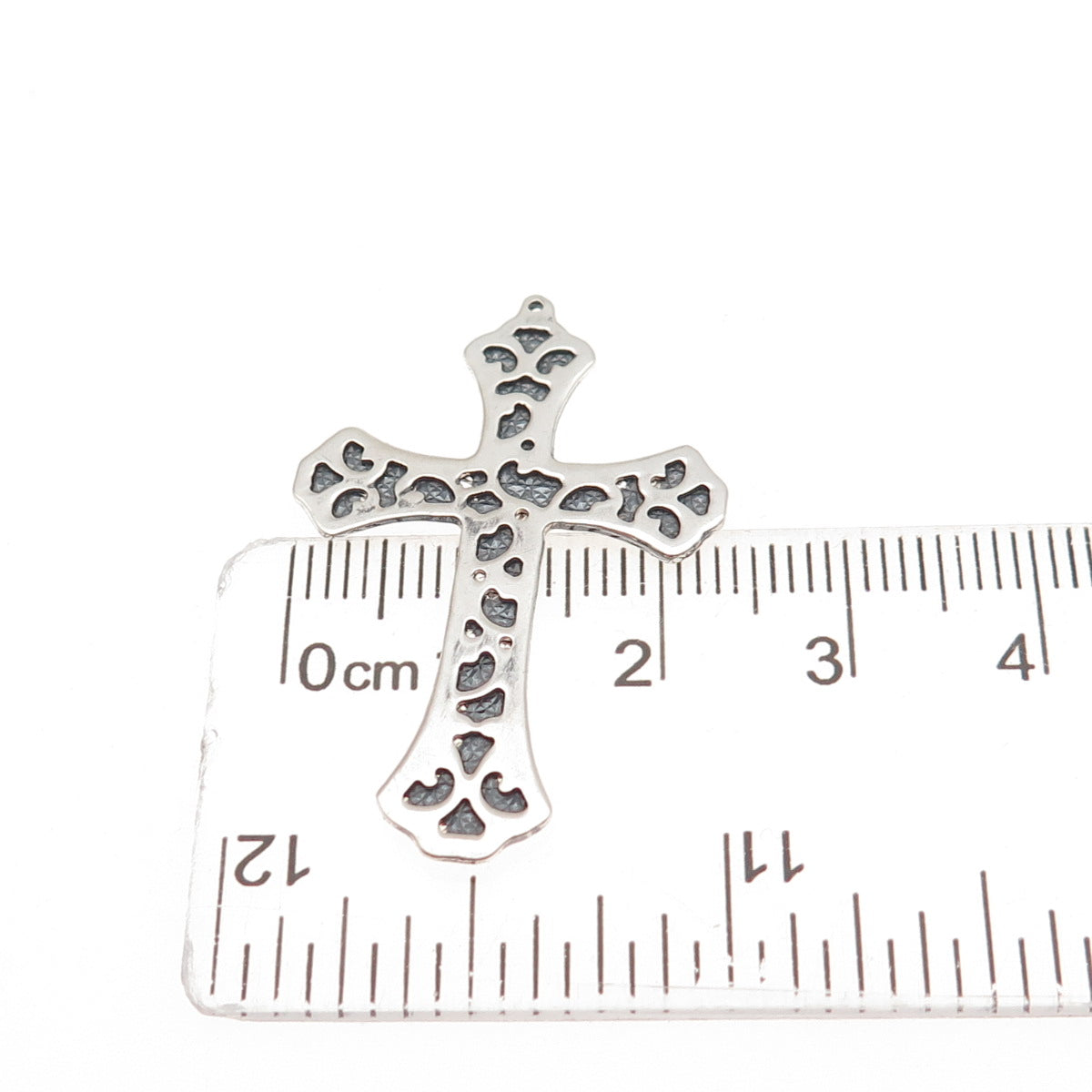 Chuck Clemency 925 Sterling Silver Vintage Cross Oxidized Charm Pendant