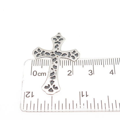 Chuck Clemency 925 Sterling Silver Vintage Cross Oxidized Charm Pendant