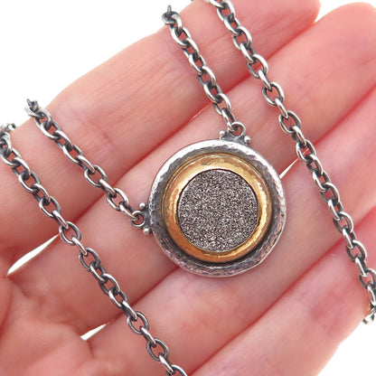 Gurhan 925 Sterling Silver 24K Gold Vintage Real Druzy Cable Chain Necklace 18"